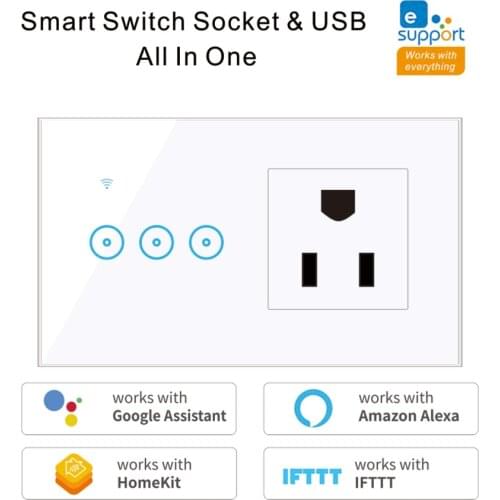 CBE WIFI Smart Charge USB Wall Socket UK Plug Electrical Outlet 10A Power Tuya Smart Life Ewelink Touch Switch Alexa Google Home
