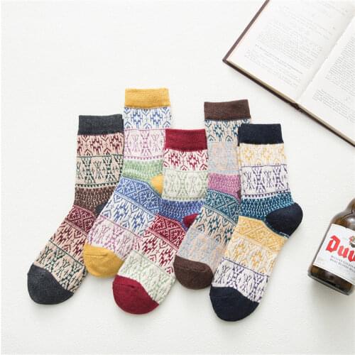 5 Pairs High Quality Autumn Winter Women Wool Socks Warmer Cashmere Thermal Thicken Women Casual Socks