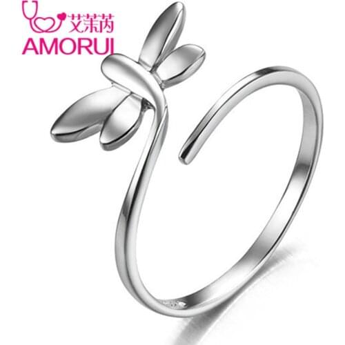 AMORUI Women Open Adjustable Wedding Rings Animal Dragonfly Engagement Woman Trendy Rings Femme Fashion Jewelry Anillo