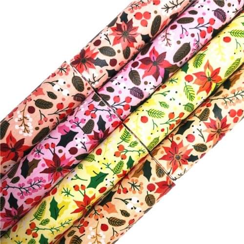 Onefly Wholesales Dropshipping Leather Supplier Christmas Flowers Printed Faux Leather Felt Backing For Earrings Bow DIY FZ269A