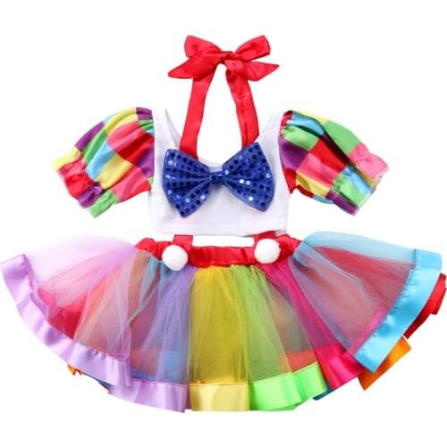 1-6Y Kids Baby Girls Summer Clothes Set Circus Costume Party Birthday Dresses Crop Tops Outfits Halloween Kids Clothes
