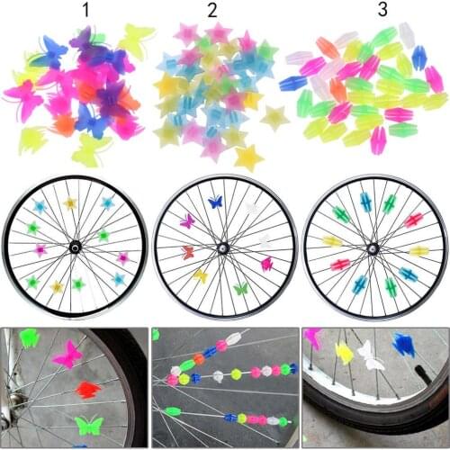 1 Bag Plastic Colorful Bike Cycle Wheel Spoke Beads Children Bicycle Decor Easy Clip Design Bicycle Ornament Spoke Flower