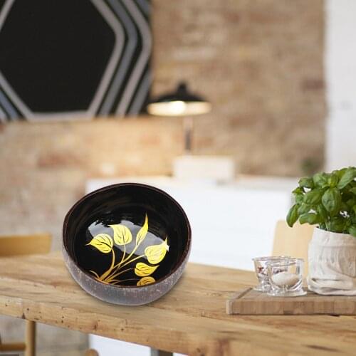 Leaf/Flower Pattern Coconut Shell Bowl Candy Salad Rice Food Tray Plate Key Holder Storage Container Home Kitchen Decor