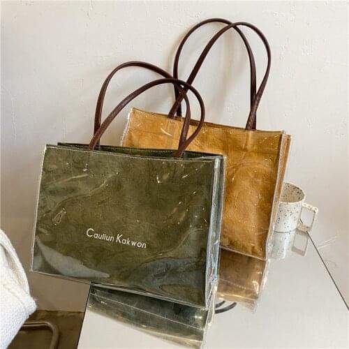 Casual Waterproof Kraft Paper Women Handbags Designer Letters Shoulder Bags Vintage DuPont Paper Large Tote Big Shopper Purses