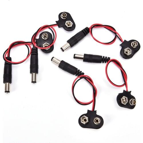 5PC ST076Y 9 V Battery Buckle 6F22 Battery Holder Type T and I Cable Connector Line length 15CM DIY Tool Parts Hi-Q On Sale