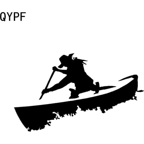 QYPF 14*8.5CM Interesting Race Canoe Decor Car Sticker High Quality Silhouette Graphic Vinyl C16-1154