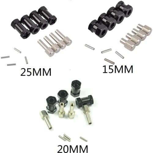 RC Car 1/10 RC Rock Crawler Upgrade Length Aluminum 15MM/20MM/25MM Extension Adaptor Alloy Hub HEX 12MM for SCX10 D90