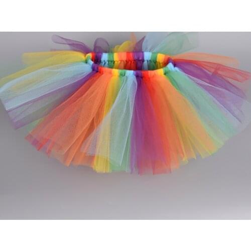 Rainbow Fluffy Tutu Skirt Baby Birthday Party Tulle Skirt Newborn Baptism Costume Girls Summer Skirt Photo Props Cake Smash