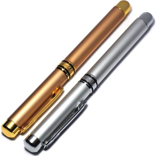 High Quality 0.5mm Black Ink Metal+ABS Silver Gold Color Business Office Medium Nib Rollerball Pen Roller Ball Ballpoint Pens