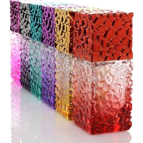 Glass Water Cube 20ML Mini Portable Glass Refillable Perfume Bottle With Foil Atomizer&Empty Parfum Cosmetic Case For Traveler