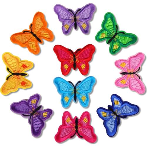 Iron on Patches for Clothing Stripe Fashion Butterfly Badge Sticker on Clothes Embroidered Patches for Kid Clothing DIY Applique