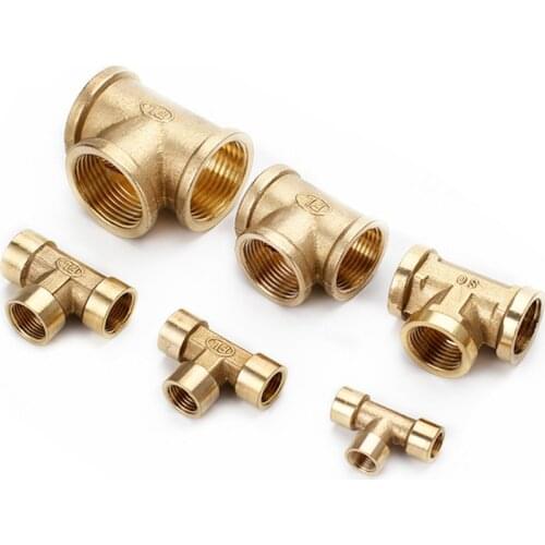 Tee Type Brass Pipe Fitting Adapter Coupler Connector For Water Fuel Gas 1/8" 1/4" 3/8" 1/2" 3/4" 1"BSP Female Thread 3 Way