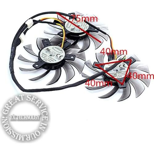 Video card fanNew GTX460 470 570 580 670 HD5870 Graphics card fan T128010SM 5P plug 12V 0.20A 75mm diameter 3pcs/set