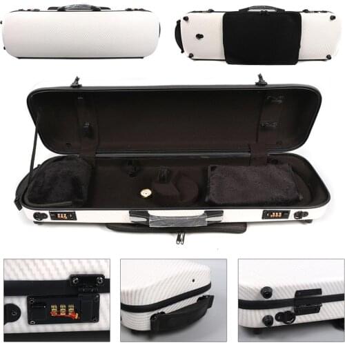 Yinfente White 4/4 Violin Case Carbon Composite Two Code Lock Light/Strong Suface waterproof