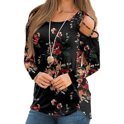Women Sexy Long Sleeve Off Shoulder Print T-shirts 2021 Autumn Casual Fashion Loose Top Ladys T-shirt Tops Elegant Work Pullover