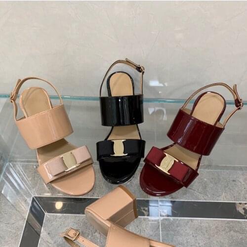Fashion Brand Luxury 2021 Womens Sandals Shoes Butterfly-knot Genuine Leather Sheepskin High Heels 5.5cm For Lady db034