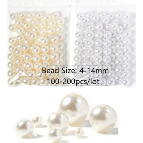 1bag Imitation ABS Pearl Loose Beads White /Beige Color 4/5/6/8/10mm For Diy Jewelry Making Handmade Material Beads Findings