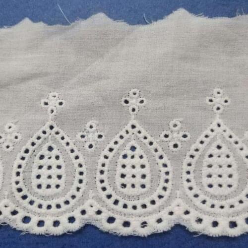 1 yards Lace embroidered Cotton Fabric lace 6cm width Sewing Lace Fabric for clothing edge one side scalloped Cotton lace