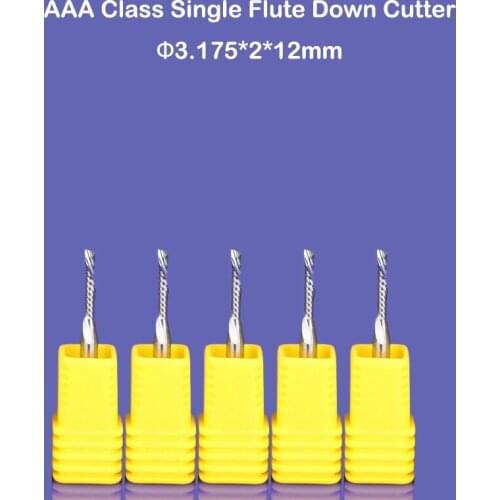 10pcs 3.175x2x12mm Down cutter left-helical one flute left spiral carbide cnc router bits end milling,woodworking, Plywood,MDF