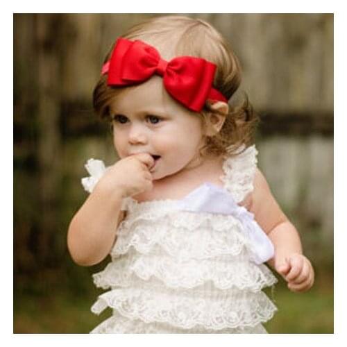 20pcs Seeyoo Girls Grosgrain Ribbon Bow Headband Red Double HairBows Elastic HairBand For Newborn Hair Accessories DIY Top Bows