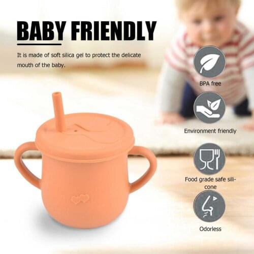 2021 Baby Silicone Water Cup Food Grade Silicone Drinking Straw Cup BPA-Free Leak Proof Soft Sippy Cup For Kids Feeding Cup