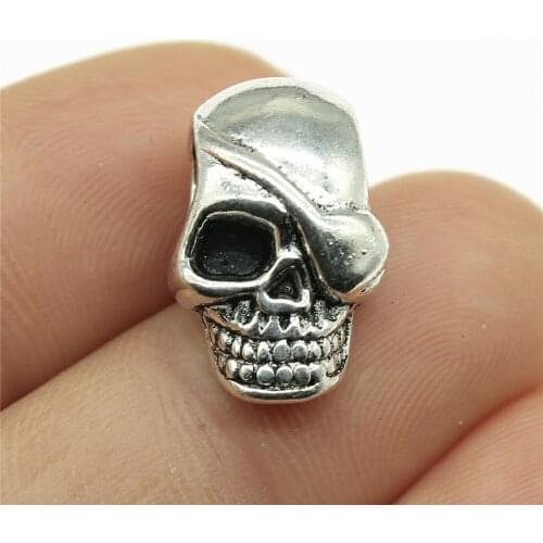 3pcs 19x12mm Skull Charms Beads For Charm Bracelets Making Skull European Big Hole Bead Charm Skull Big Hole Beads