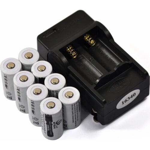 8PCS NEW 3.7v 2200mAh CR123A rechargeable lithium battery 16340 battery LED flashlight battery