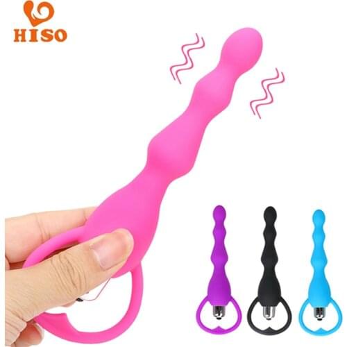 HISO Anal Beads Vibrator soft Silicone Anal Plug waterproof Prostate Massage Butt Plug Sex Toys for Women and Men