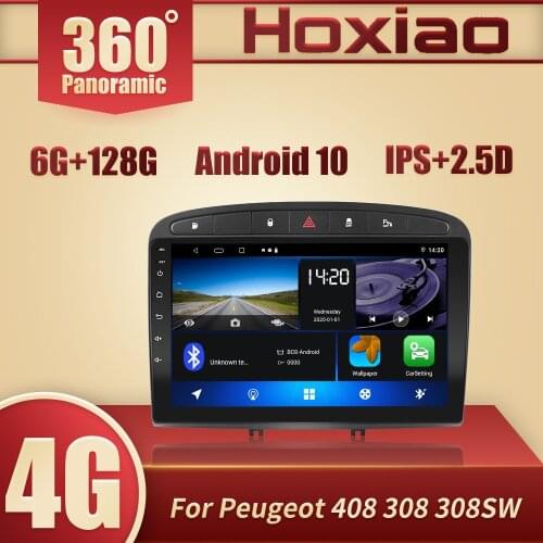 Car Radio with screen Multimedia Video Player For Peugeot 308 308S 408 Android 10 CarPlay 2 din IPS DSP 360° panoramic sunroof
