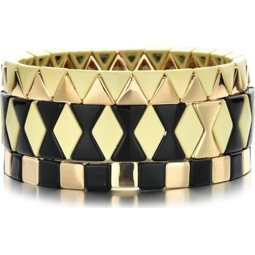 Bohemian Style Handmade Enamel Rainbow Tile Bracelet & Bangle Cuff Bracelet Jewelry Gifts Custom Bracelets for Women Gift