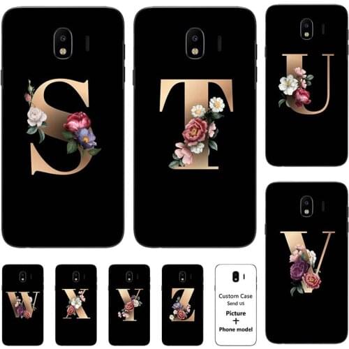 Flower 26 English Letters Initial Case For Samsung Galaxy J4 2018 J400 J4 Plus J415 J4 Core J4Core J410 Soft Silicone Cover