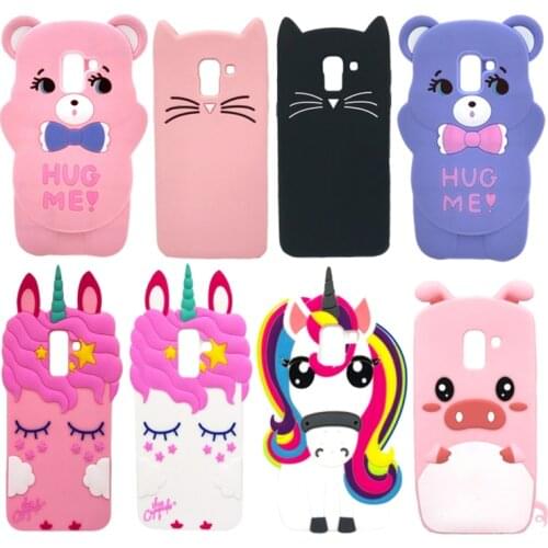 For Samsung Galaxy J4 J6 2018 Case Cute 3D Silicon Cat Unicorn Cartoon Phone Back Cover Case For Samsung J6 J4 Plus 2018 J4+ J6