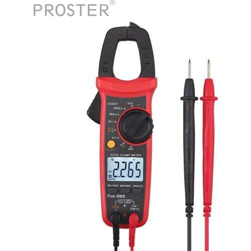 PROSTER Digital Clamp Meter UT203 Plus DC AC Current Auto Range True RMS NCV Ohm Temperature Capacitance Tester Multimeter