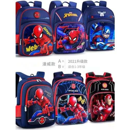 Disney Marvel School Bags For Boys Primary Student Shoulder Orthopedic Backpack Spider Iron Man Kids Birthday Gifts Mochilas