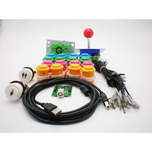 DIY Arcade parts Bundles kit with joystick buttons 2player usb game controller wires to Build Up your Arcade Game Machine