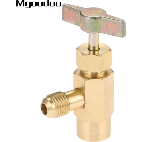 R-1234YF Refrigerant Can Bottle Tap Opener Valve Tool 1/4 SAE Male+ 1/2" ACME LH Female direct Fit for R12 R22 manifold