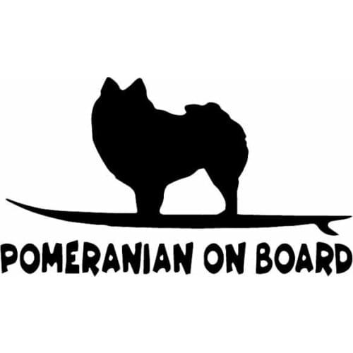 Personality Car Sticker Cute Pomeranian on Board Fun PVC Car Decoration Accessories Sticker Waterproof Cover Scratch Black/white