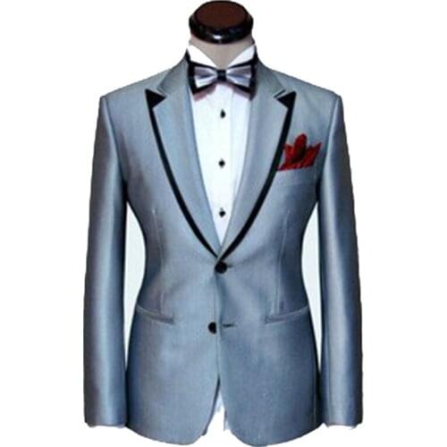 Custom Made Men Suit,Silver Mens Wedding Suits For Men,Black Double Collar Mens Tuxedos Fashion Design 2021 Groom Tuxedo