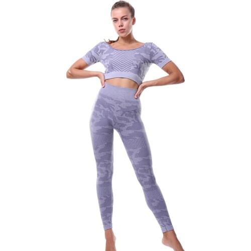 Yoga Sets Women Gym Sports Set Elastic Sports Hight Waist Leggings Sportswear Workout Sets Women Yoga Sets Women Gym Sports Set
