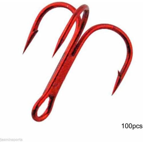 80%HOT 100Pcs Size 2/4/6/8/10 Sharpened Strong Fishing Treble Hook Fish Tackle Tool
