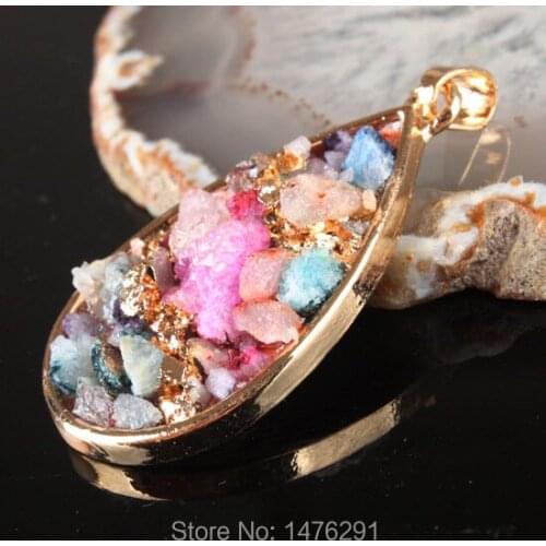 Hot Sale Natural Mix-color Crystal Quartz Stone Water Drop Pendant Jewelry Pendant 1PCS DIY