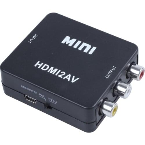 MINI HDMI to 3RCA CVBS Composite Video AV Converter Adapter TV PS3 VHS VCR DVD Black