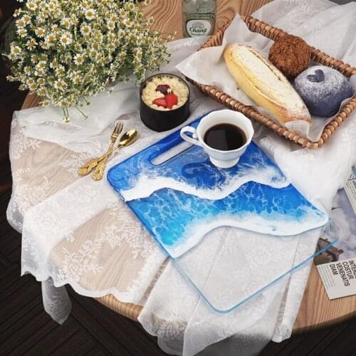 New DIY Crystal Epoxy Glue Silicone Mold Resin Mold Table Fender Large Rectangular Handmade Supplies with Handle Tray Molds