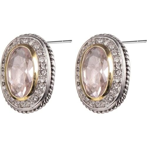 New Arrival Morganite White Crystal Zircon Women Stud Earrings 925 Sterling Silver Earrings TE679