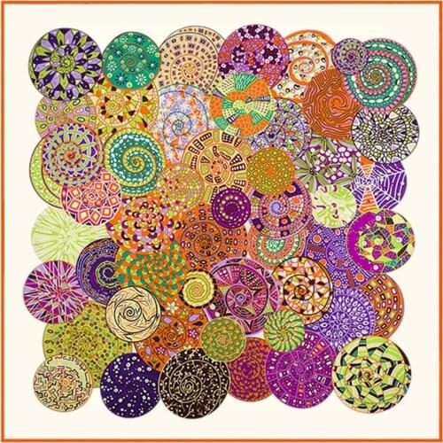 Twill Silk Women Scarf 130*130cm Euro Design The Dream of Snail Print Square Scarves High Quality Gift Fashion Large Silk Shawls