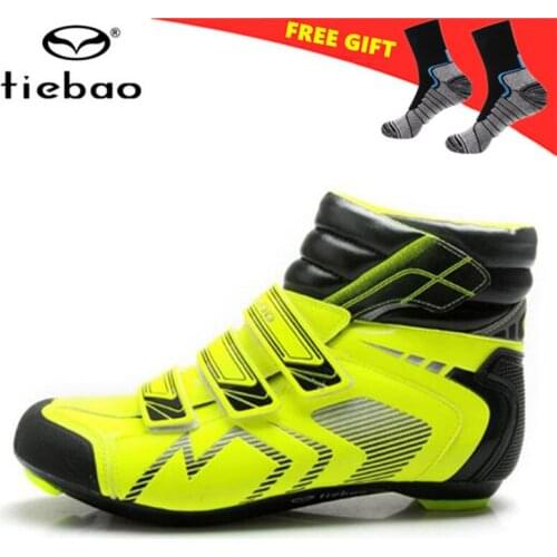 TIEBAO Professional Winter Road Bike Shoes Waterproof Cycling Shoes Auto Lock Shoes Non-slip Bicycle Boots Zapatos de ciclismo