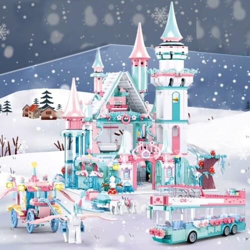 QWZ Friends Ice Princess Castle Building Block Christmas Winter Snow House Cartoon Brick Toys for Girls Toys for Children Gift