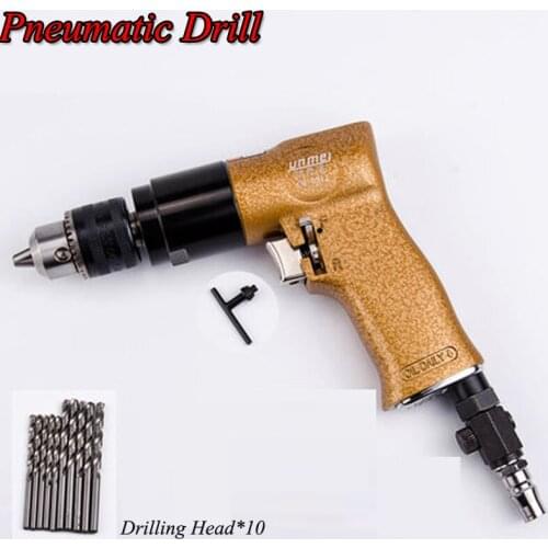 Reversible Air Impact Drill Pneumatic Impact Driller Tool Pneumatic Power Grinder Drilling Tool with 10 Extand Drills