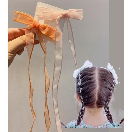 Girls Streamers Bowknots Hairpins Hair Accessories Hairpins Childrens Streamers Braided Hair Headdress Clips Princess Women