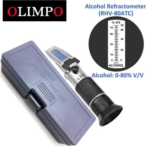 Alcohol Refractometer Alcohol Alcoholometer meter 0~80%V/V ATC Handheld Tool Hydrometer concentration spirits tester wine